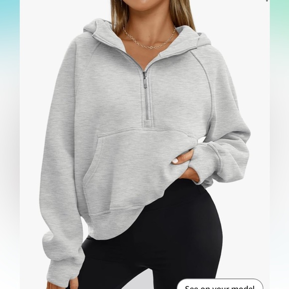 Crop hooded 1/4 zip sweatshirt Amazon automet brand‎ size large NWT - Picture 1 of 6
